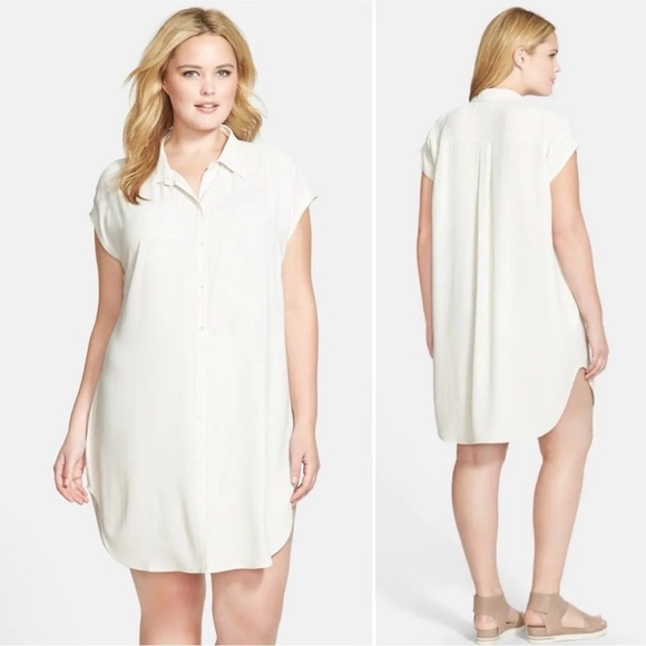 Eileen Fisher Sleeveless 100% Silk Tunic Shirt Dress in Cream Size Medium - Picture 1 of 11